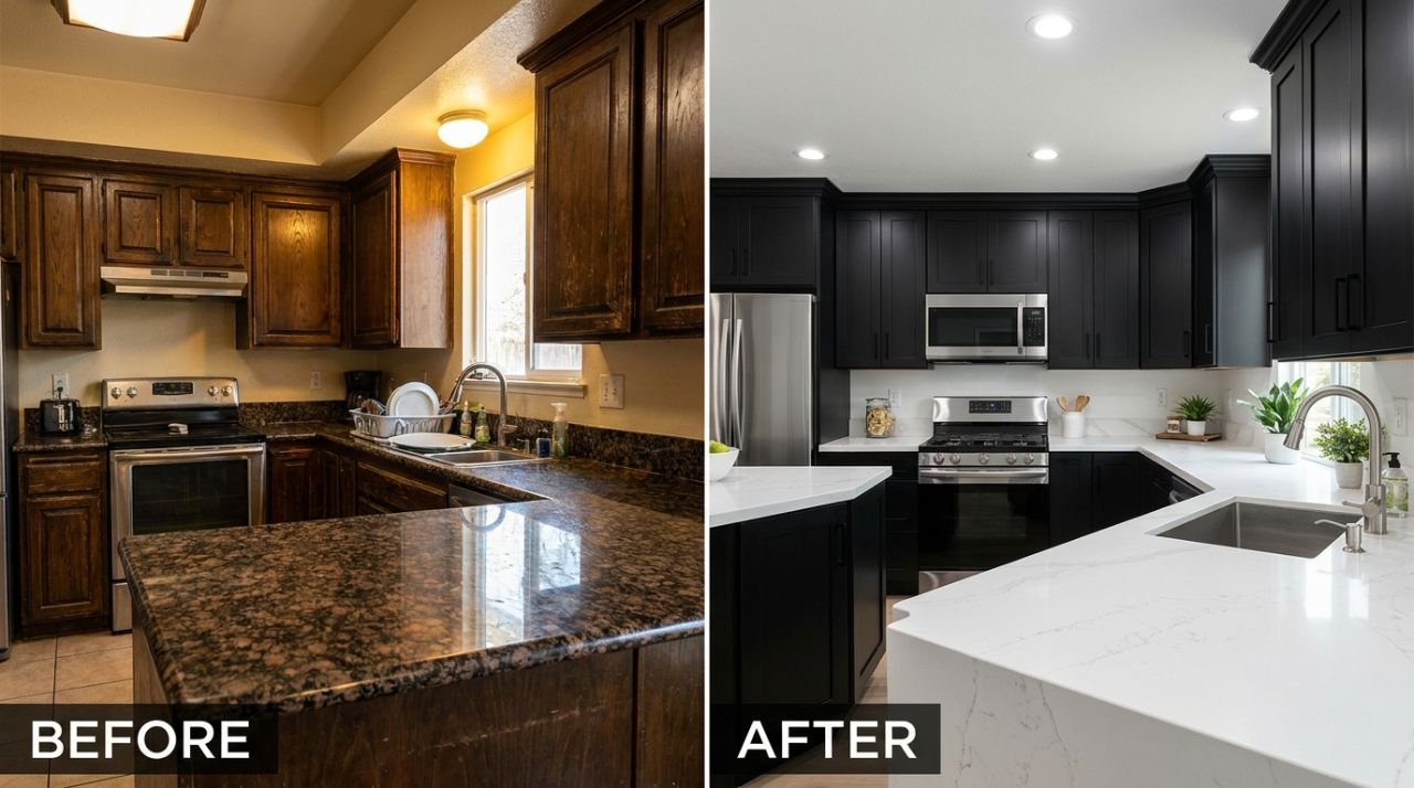 Kitchen countertop before transformation