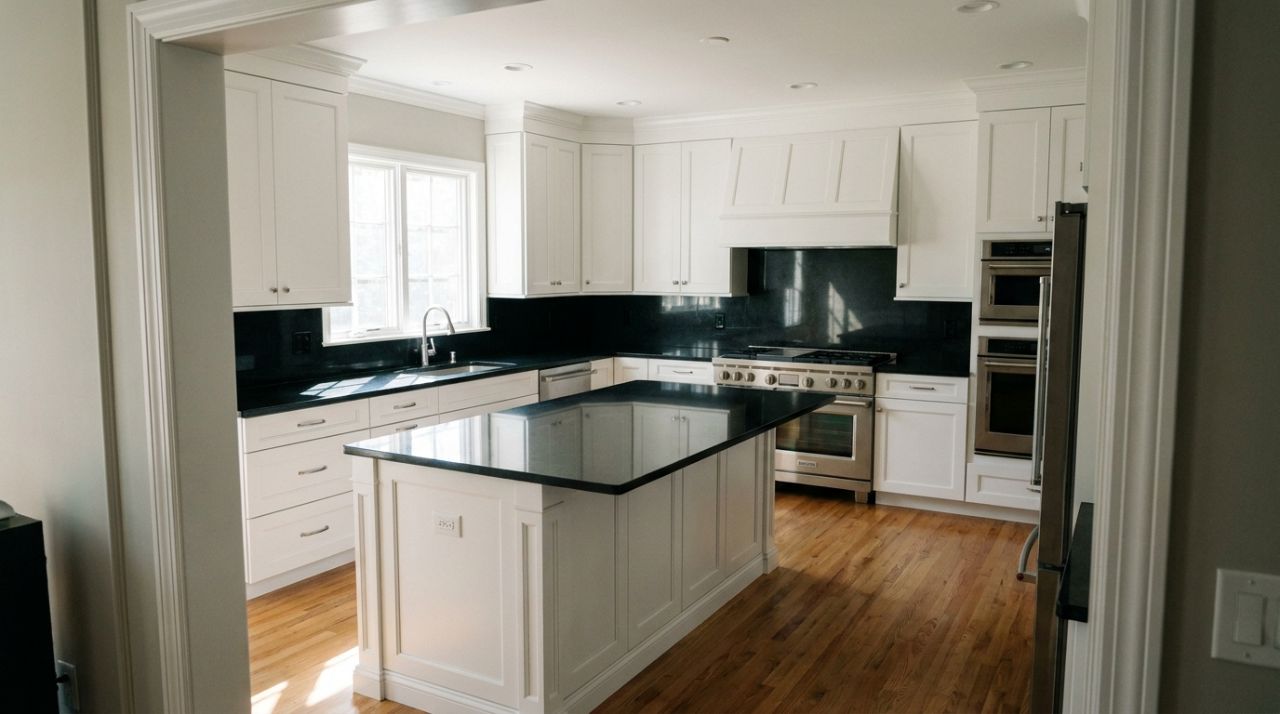 Sleek Black Countertop Contrast by Melendez Granite in El Paso, TX