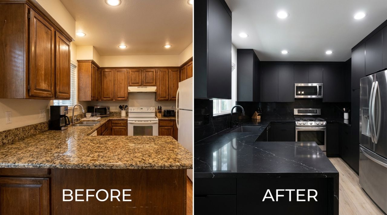 Kitchen countertop before transformation