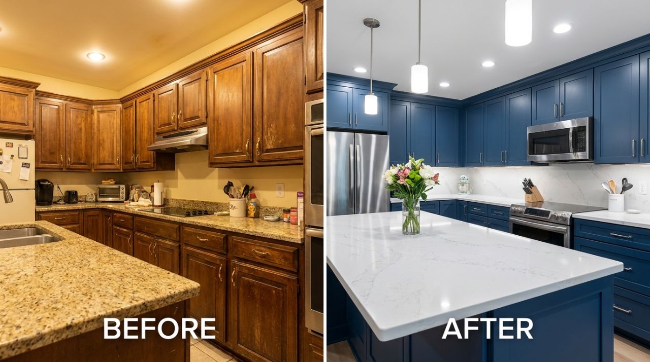 Kitchen countertop before transformation