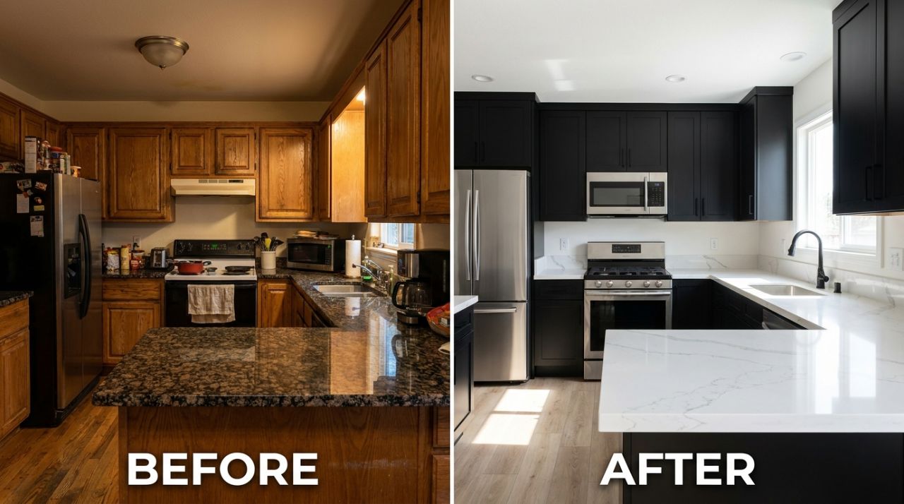 Kitchen countertop before transformation