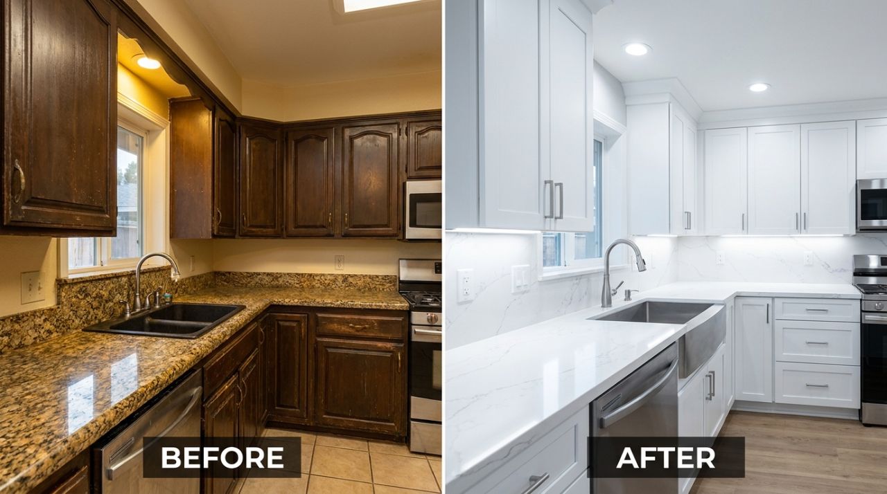 Kitchen countertop before transformation